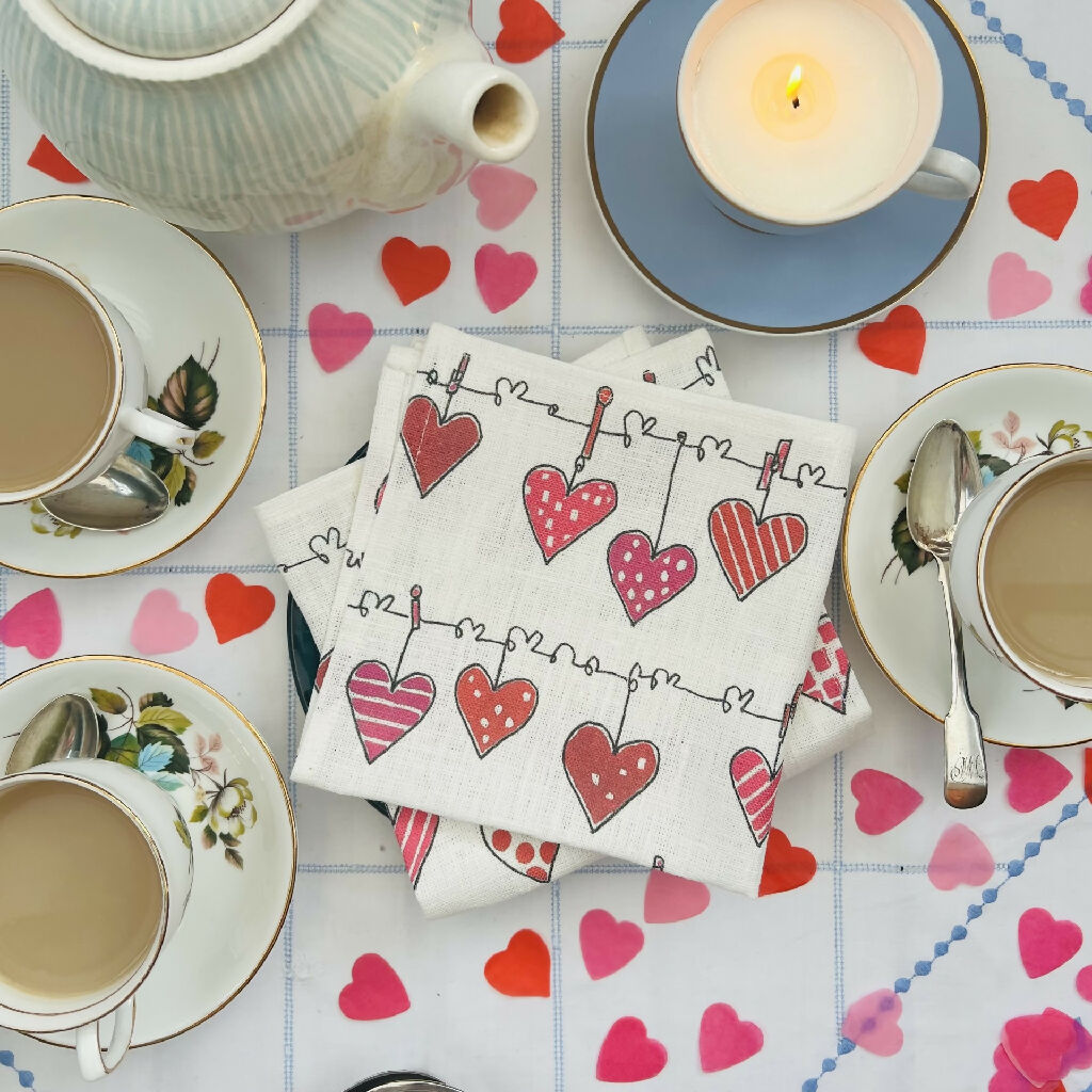 love heart linen napkin2