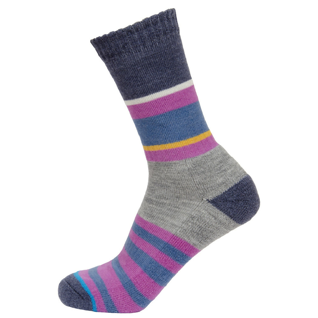 Unisex Cushioned Merino Multi-Stripe Sock - Pink