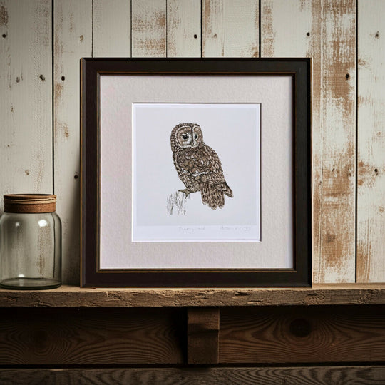 Tawny Owl White -Signed and mounted Giclée Art Print