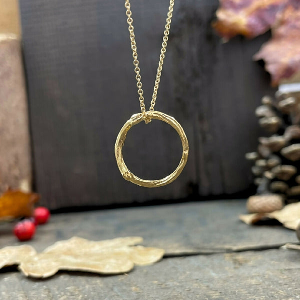 Gold Twig Ring Necklace