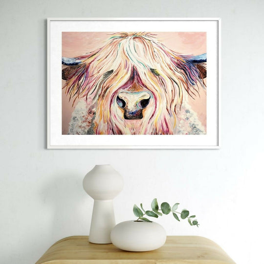 Colourful Highland Cow Art Print - Country Collection