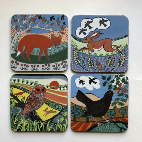 Wildlife design melamine coaster set