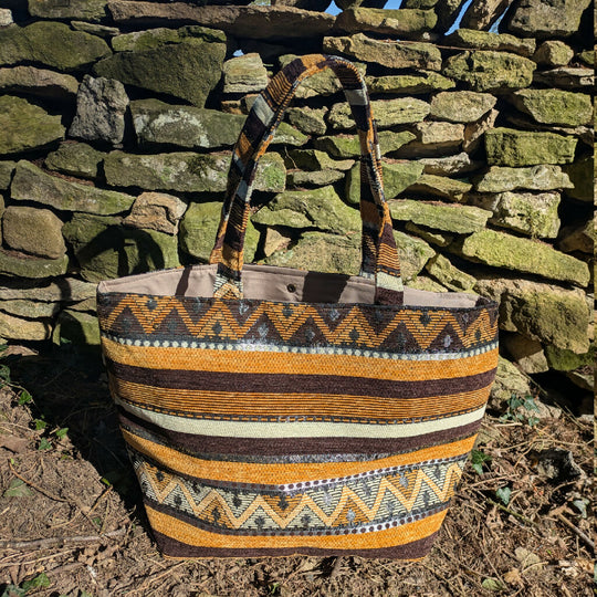 The Nador Large Expandable Fabric Tote in Yellow
