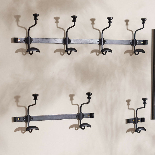 Vintage Duke Noir Metal Wall Coat Hooks