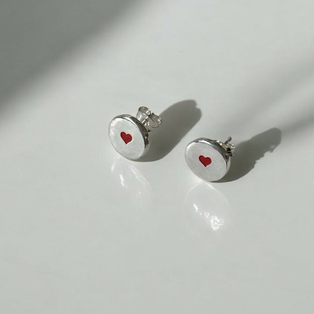Silver Tiny Heart Studs