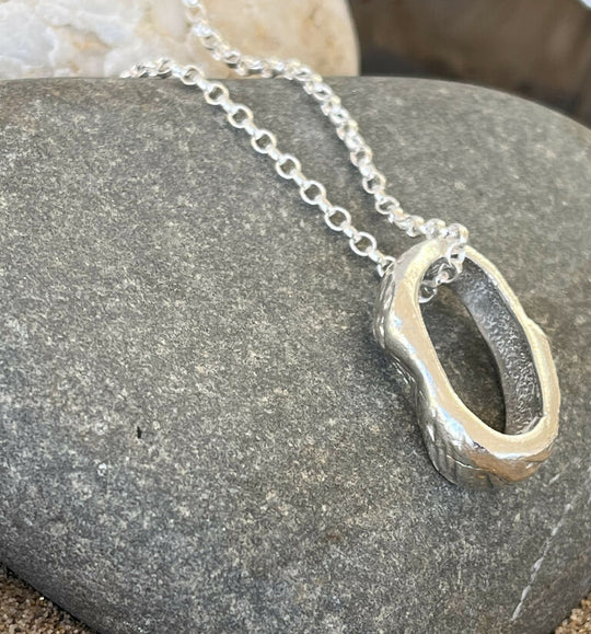 Unisex recycled fine silver chunky pendant