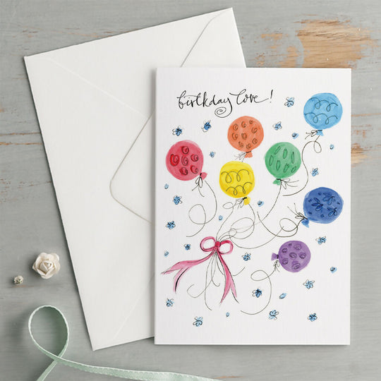 'Birthday Love' Rainbow Balloons Birthday Card