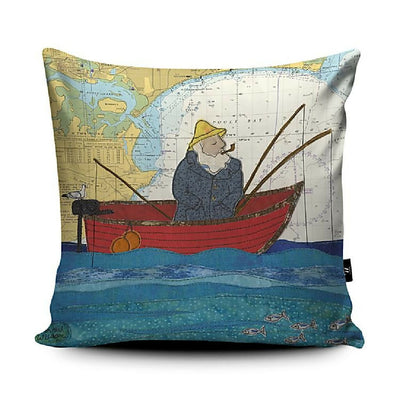 Fishing at Poole cushion Hannah Wisdom Textiles