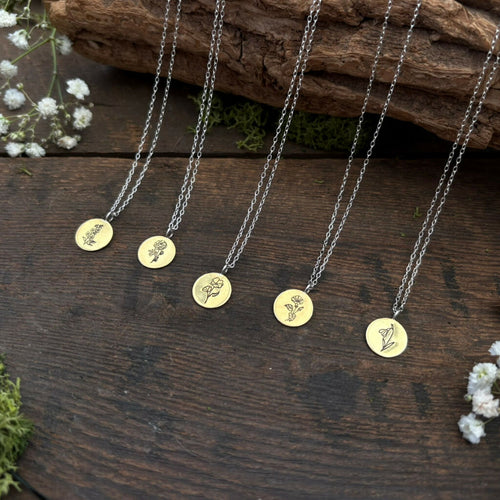 Brass Botanica Birth Flower Necklace