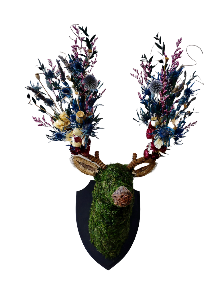 Scottish Highlands Botanical Stag Wall Mount