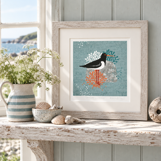 Oyster Catcher Seaside -Signed and mounted Giclée Art Print