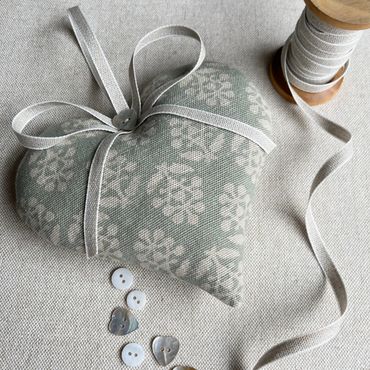 Lavender Heart in Duck Egg Sprig cotton by Susie Watson Designs