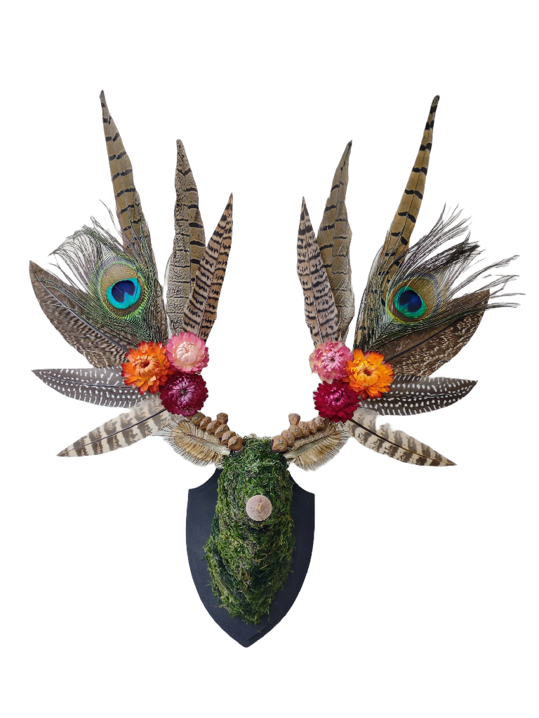 Sunset Peacock Botanical Stag MINI Wall Mount