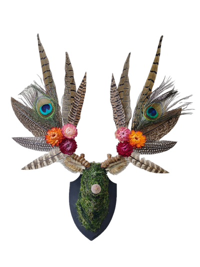 Sunset Peacock Botanical Stag MINI Wall Mount