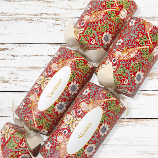 Personalised Cracker Making Kit | Red Strawberry Thief | Makes 4 or 6 Crackers