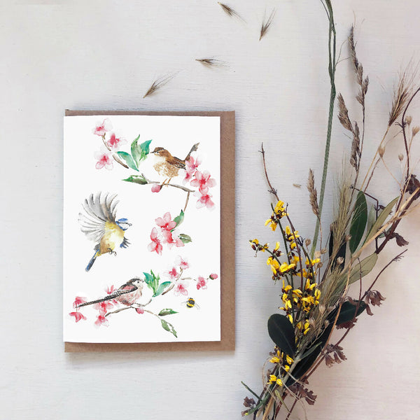 Garden Birds Watercolour Card