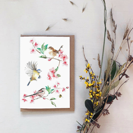 Garden Birds Watercolour Card