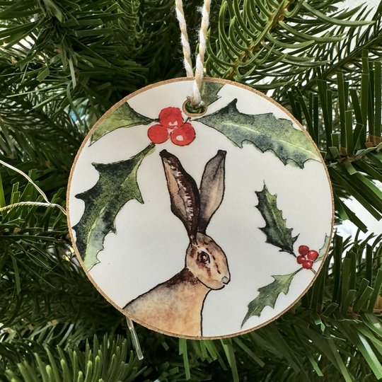 Hare Wooden Hanging Christmas Decoration