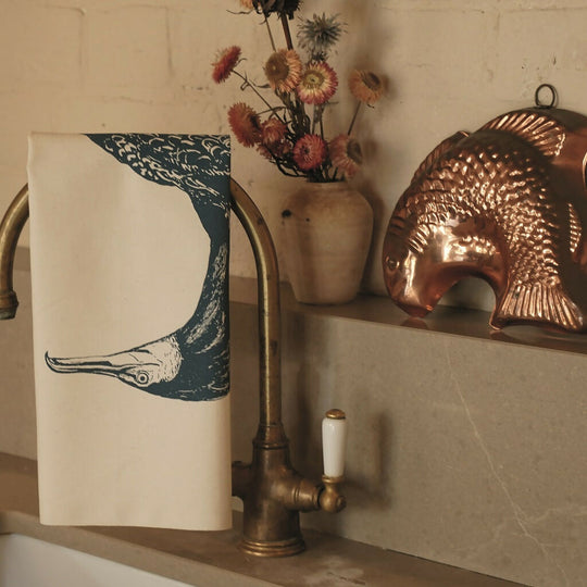 Organic Cotton Great Cormorant Tea Towel