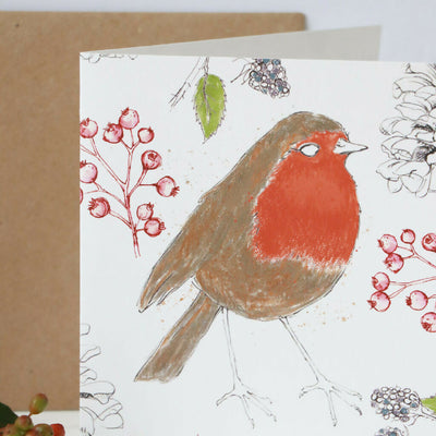 Robin and Berries Sustainable Christmas Card