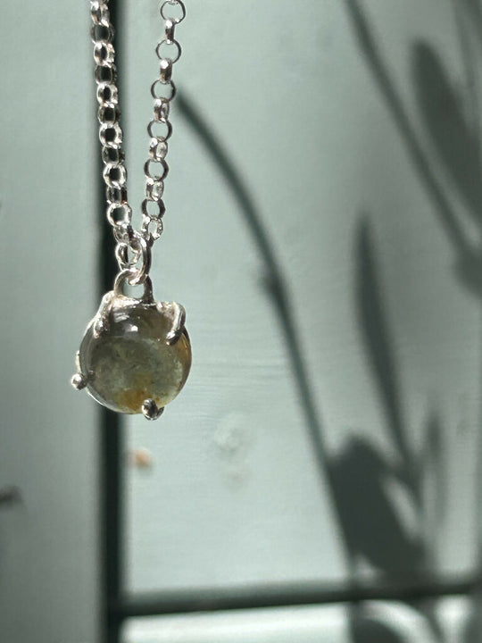 Sunstone silver fine necklace