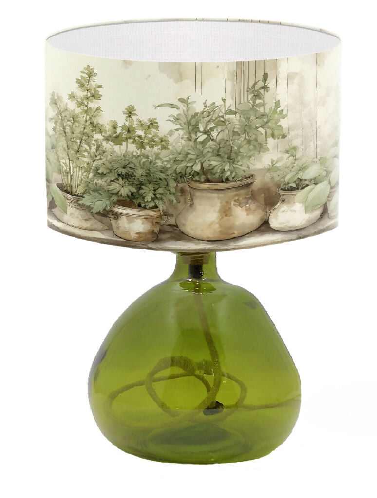 beautiful lampshade houseplants orangery conservatory plants in pots print green colour lampshade