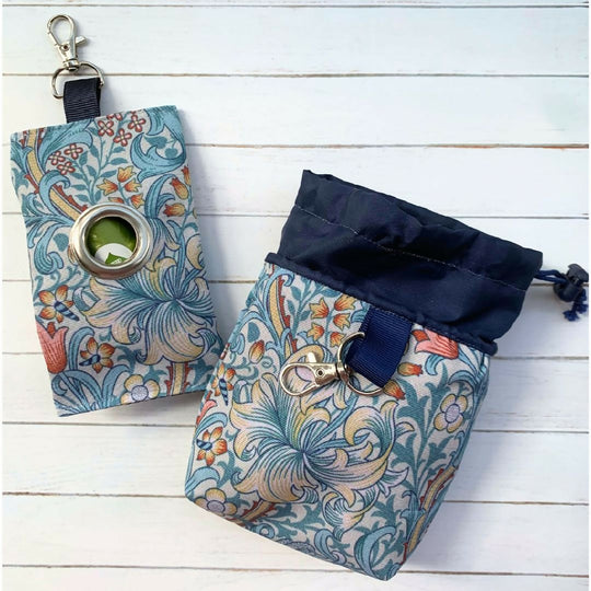 William Morris Golden Lily Treat Pouch & Poo Bag Pouch Gift Set – Cornflower