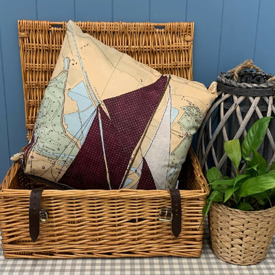 Barge at Maldon cushion by Hannah Wisdom Textiles