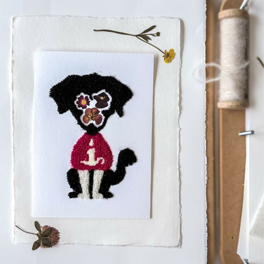 Hand Embroidered Black Labrador Art