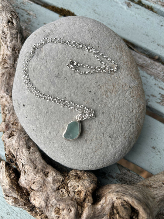 Aqua Blue seaglass necklace
