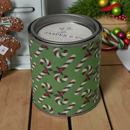 Candy Cane Candle Tin