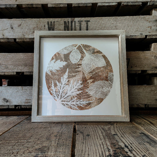 Circular Woodland Gelli Print Art Giclee Print in Orange
