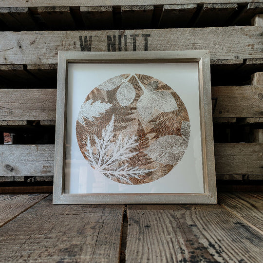 Circular Woodland Gelli Print, Art Giclee Print in Orange