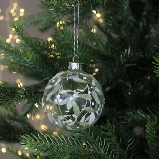 GLASS BAUBLE - MISTLETOE