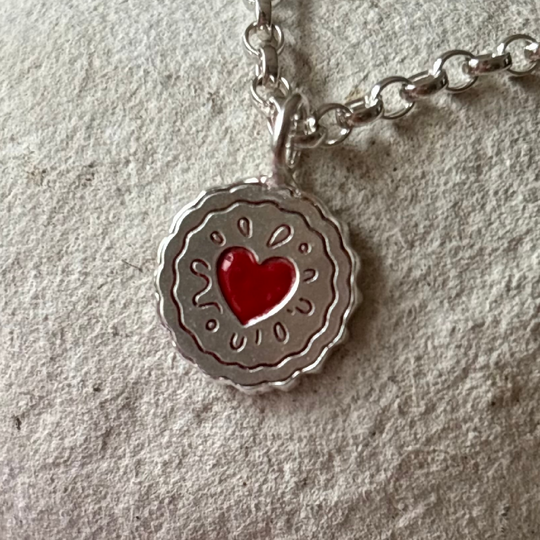 Sterling Silver Jammy Dodger Charm Necklace
