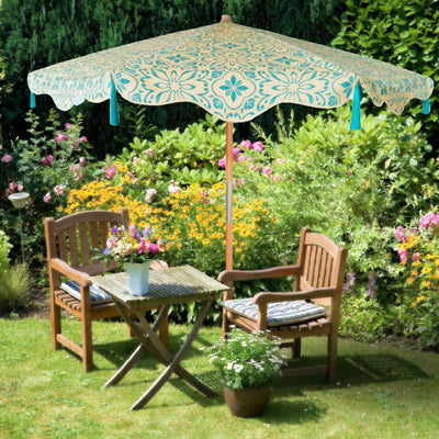 NEW! 'London Blue' 2.2m Premium Outdoor Solid Wood Parasol Umbrella