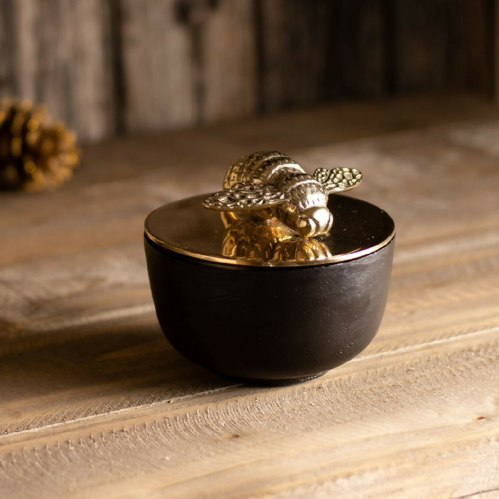 Cora Bee Decorative Bowl with Solid Brass Lid