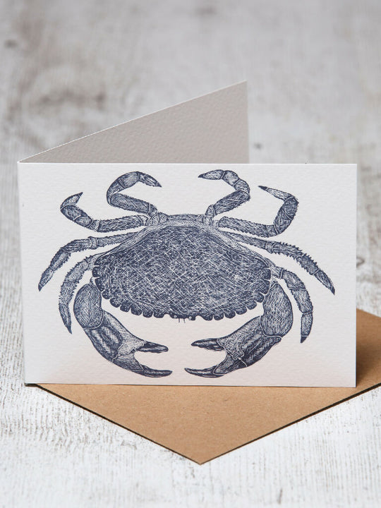 Brown Crab, A6 Lino Print Greeting Card