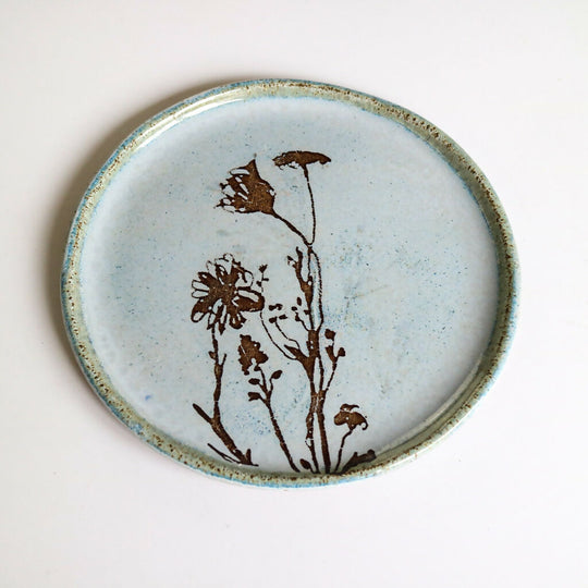 Stoneware Ceramic Small Dish in Botanical Design