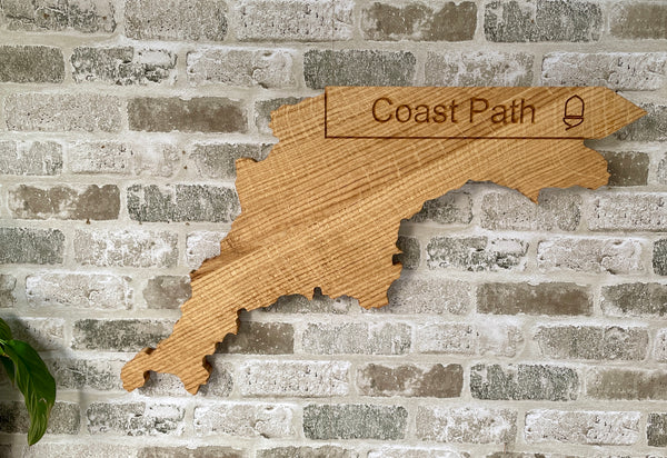 South West Coast Path Oak Wall Art Map