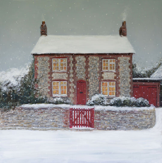 Flint Cottage - Signed and Mounted Christmas Art Print