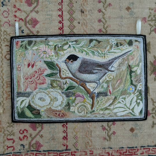 The Blackcap - Textile Embroidery hanging
