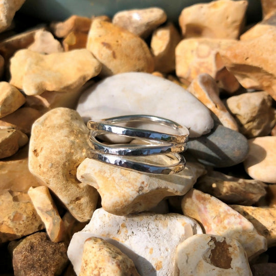 Hammered Sterling Silver Surf Wave Ring