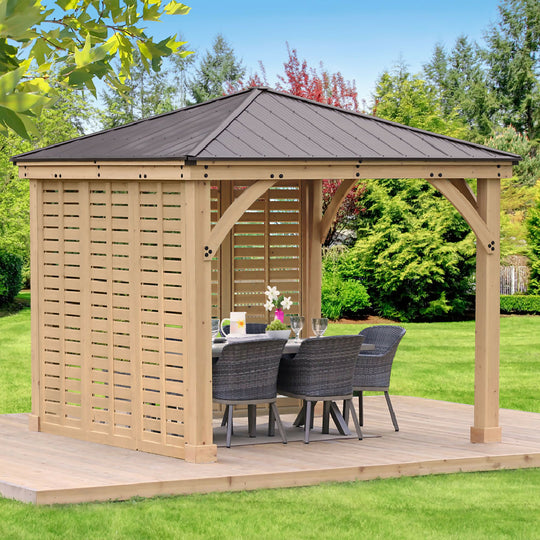 Meridian Gazebo 10ft x 10ft (3m x 3m) with Double Privacy Wall