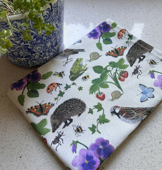 Garden Friends tea towel