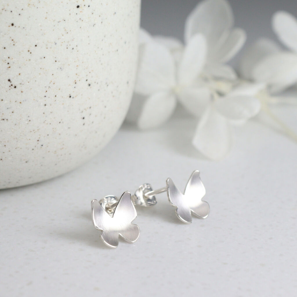 SIlver butterfly stud earrings