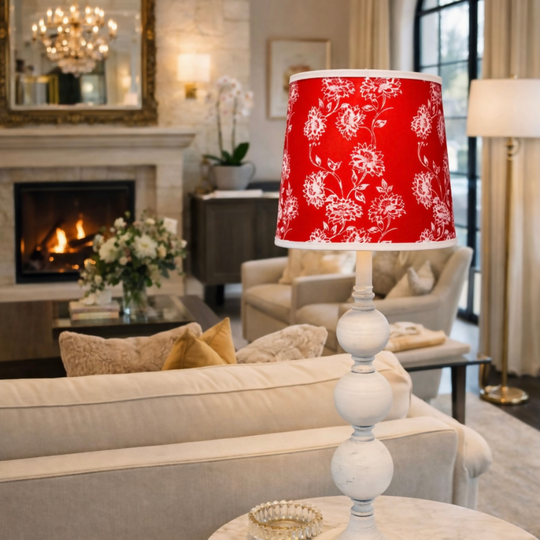 Floral Red & White Lampshade
