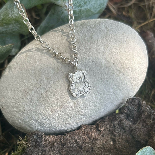 Silver Teddy Bear Charm Necklace