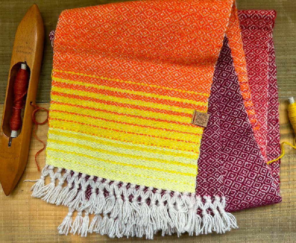 Graduating Sunset Scarf - Lemon  to Burgundy 10