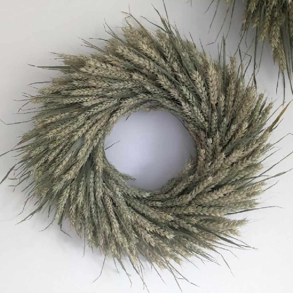 Handmade Forever Wreath Made From Green Wheat